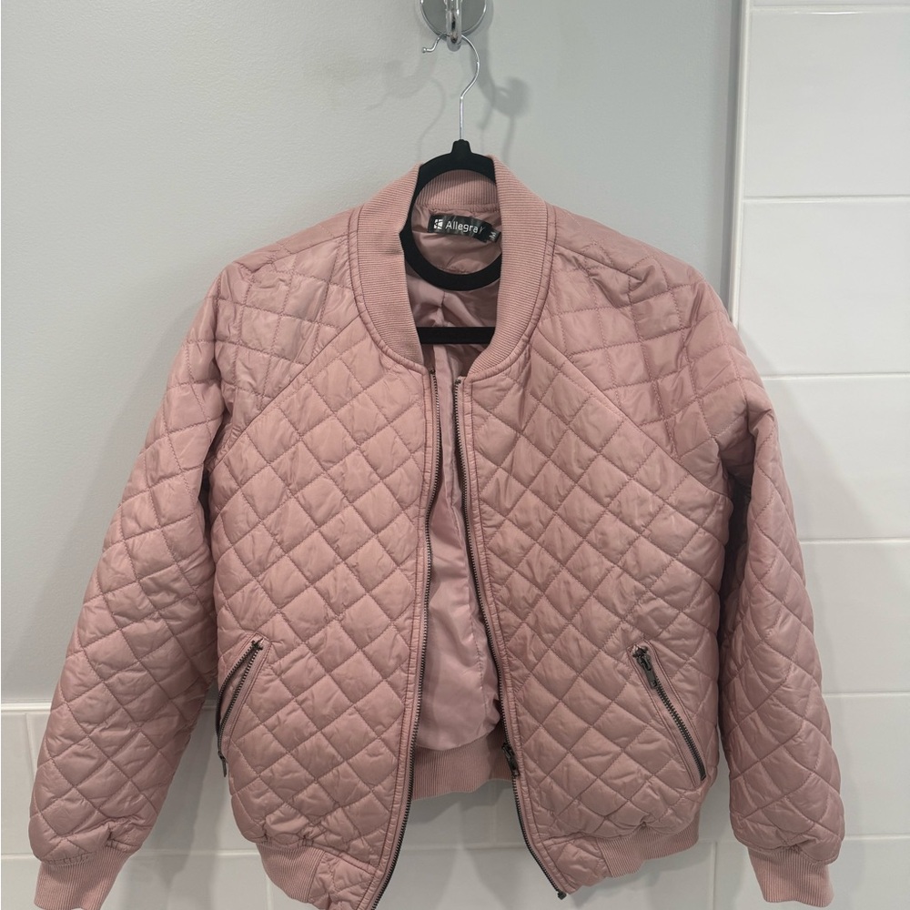 Allegra K Women's Pink Quilted Jacket